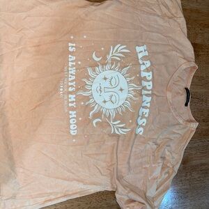 Orange Graphic Tee with Sun and Moon Design